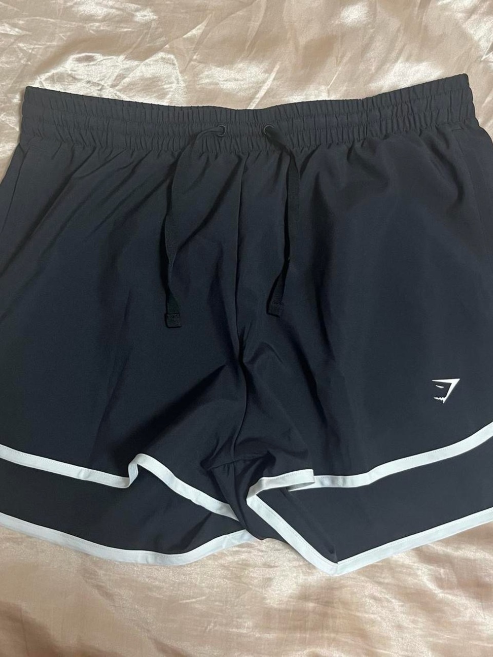 Gymshark Black Athletic Shorts with White Trim